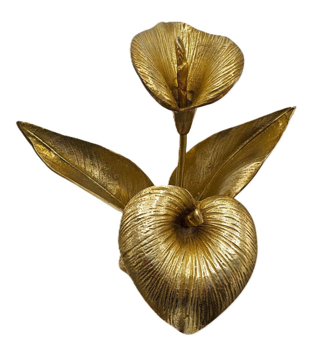 Bouquet de Fleurs d'Arum en Laiton, Sculpture Vintage Design Deuxième Moitié XXème Siècle-photo-8