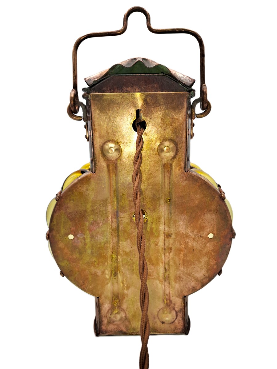 Marine Lamp In Copper And Blown Glass, Early 20th Century-photo-2