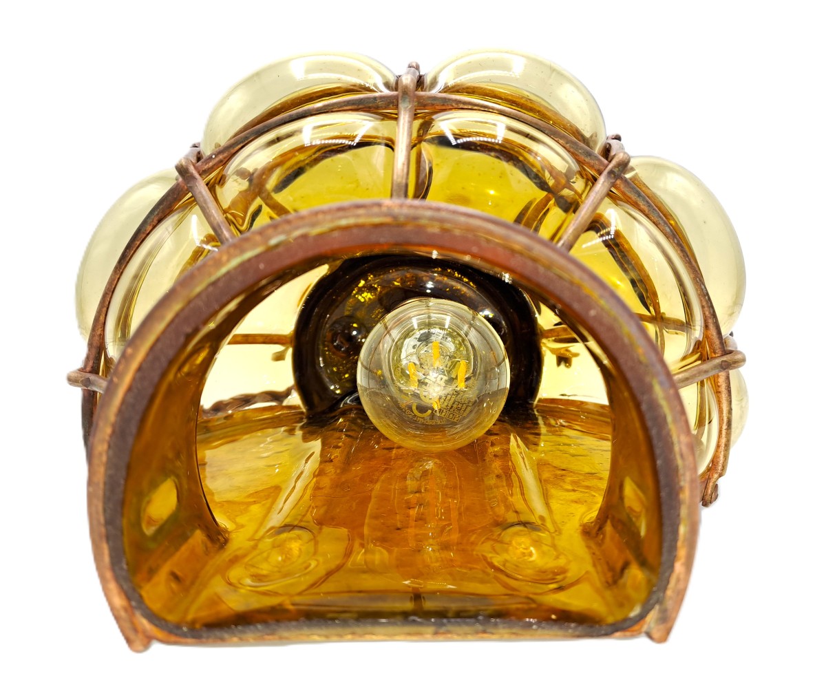 Marine Lamp In Copper And Blown Glass, Early 20th Century-photo-8