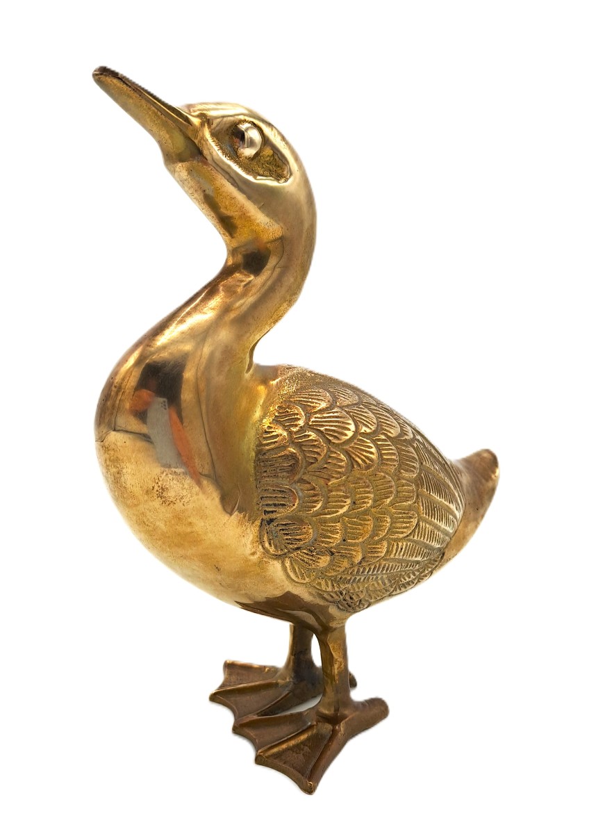 Canard en Laiton Poli, Design Vintage du Milieu XXème Siècle-photo-2