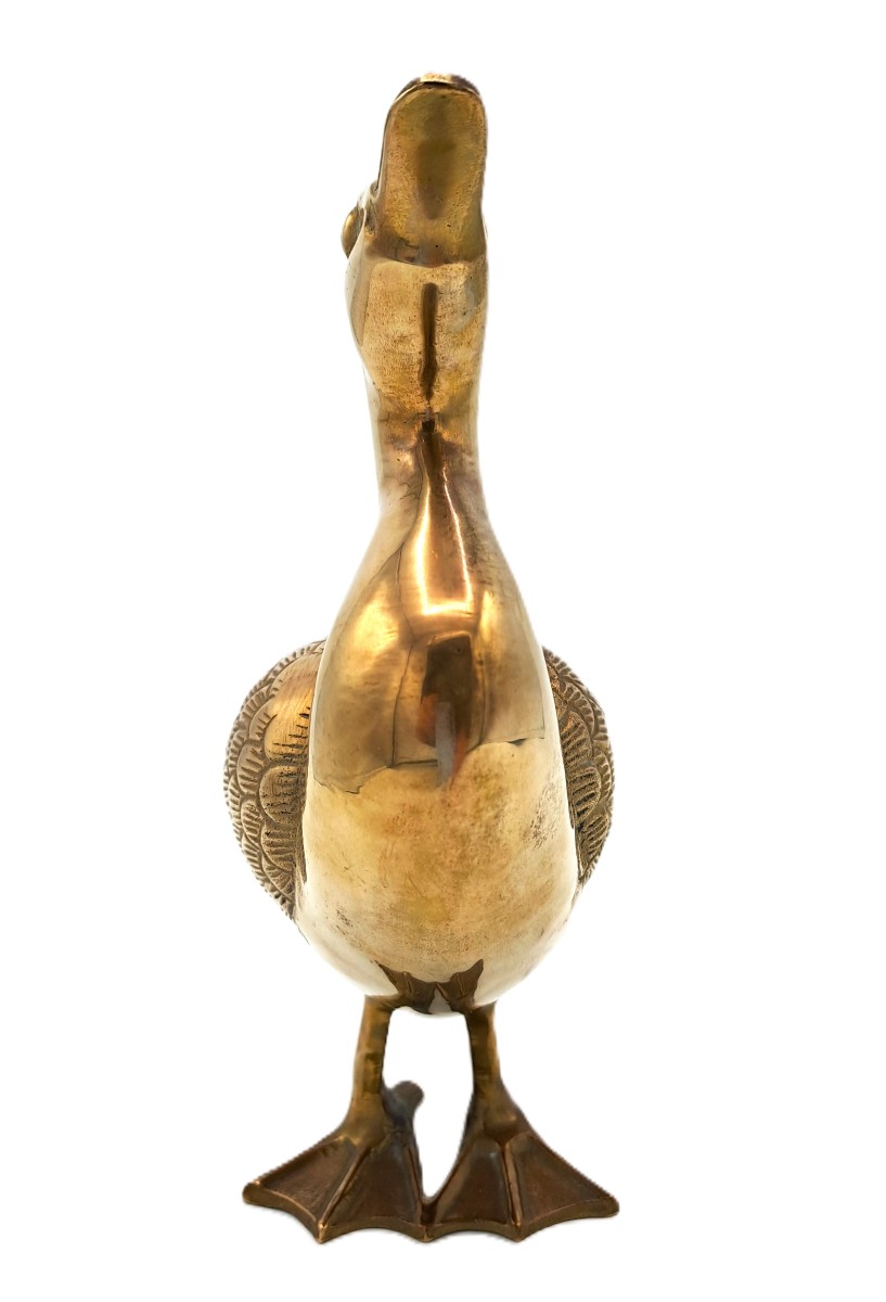 Canard en Laiton Poli, Design Vintage du Milieu XXème Siècle-photo-3