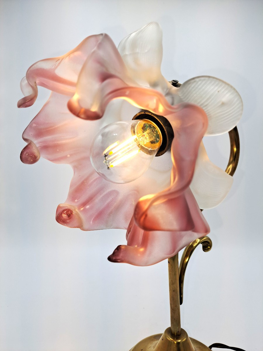 Table Lamp With Glass Paste Tulip Forming An Art Nouveau Flower-photo-6