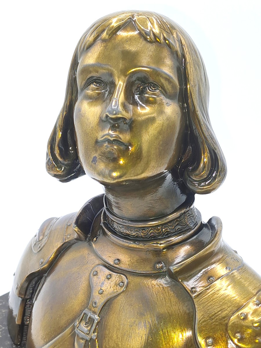Oscar Ruffony, Buste de Jeanne d’Arc en Armure, fin XIXème - début XXème siècle-photo-2