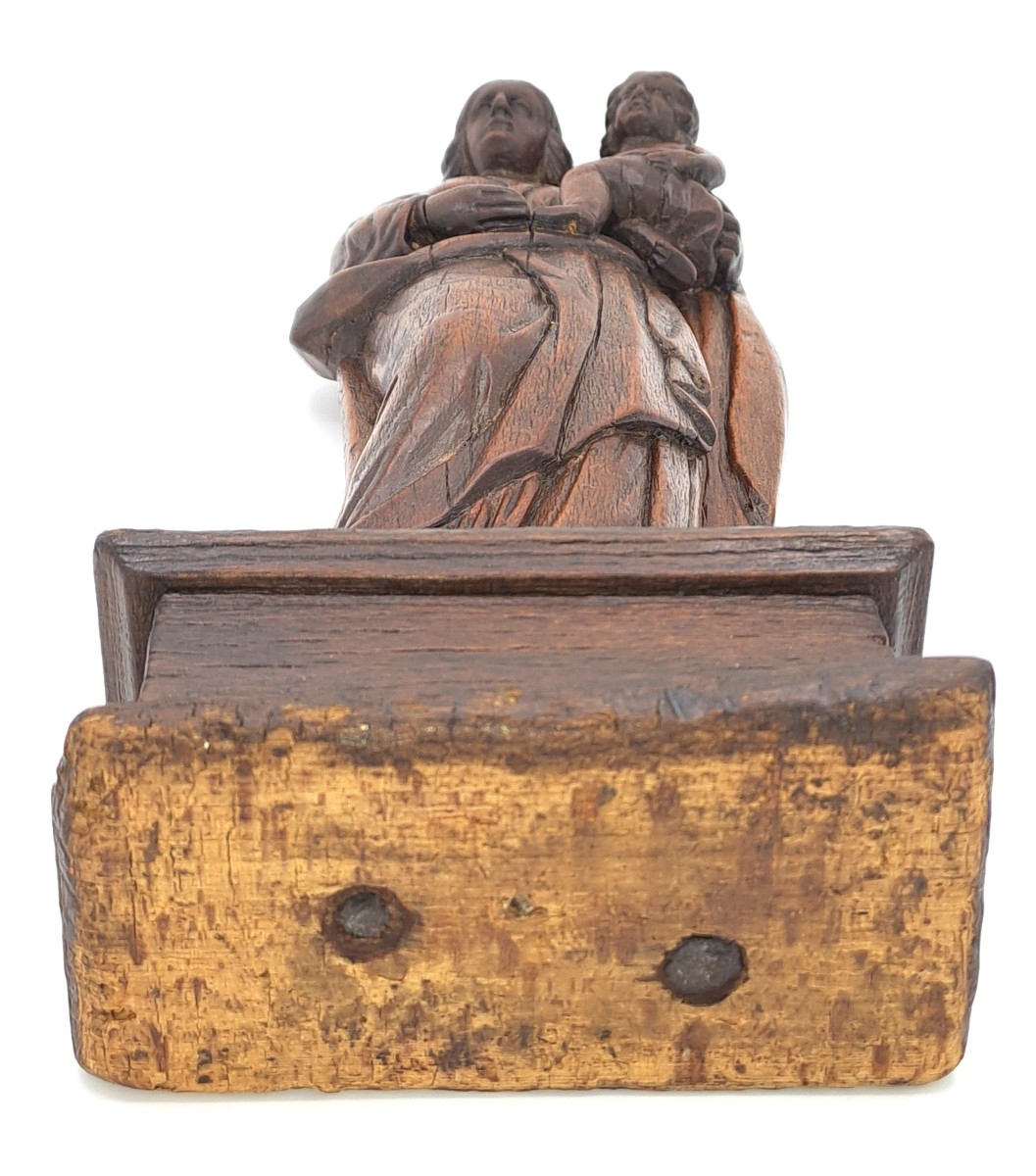 Vierge à l’Enfant en Bois Sculpté, époque XVIIème siècle-photo-4