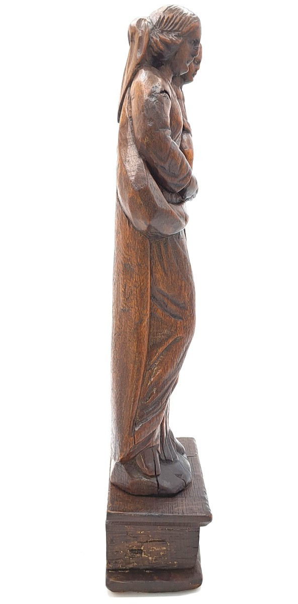 Vierge à l’Enfant en Bois Sculpté, époque XVIIème siècle-photo-2