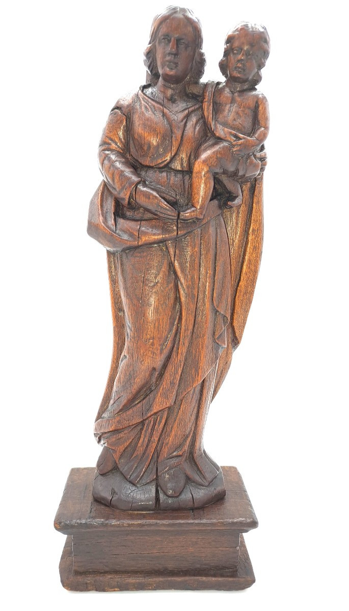 Vierge à l’Enfant en Bois Sculpté, époque XVIIème siècle