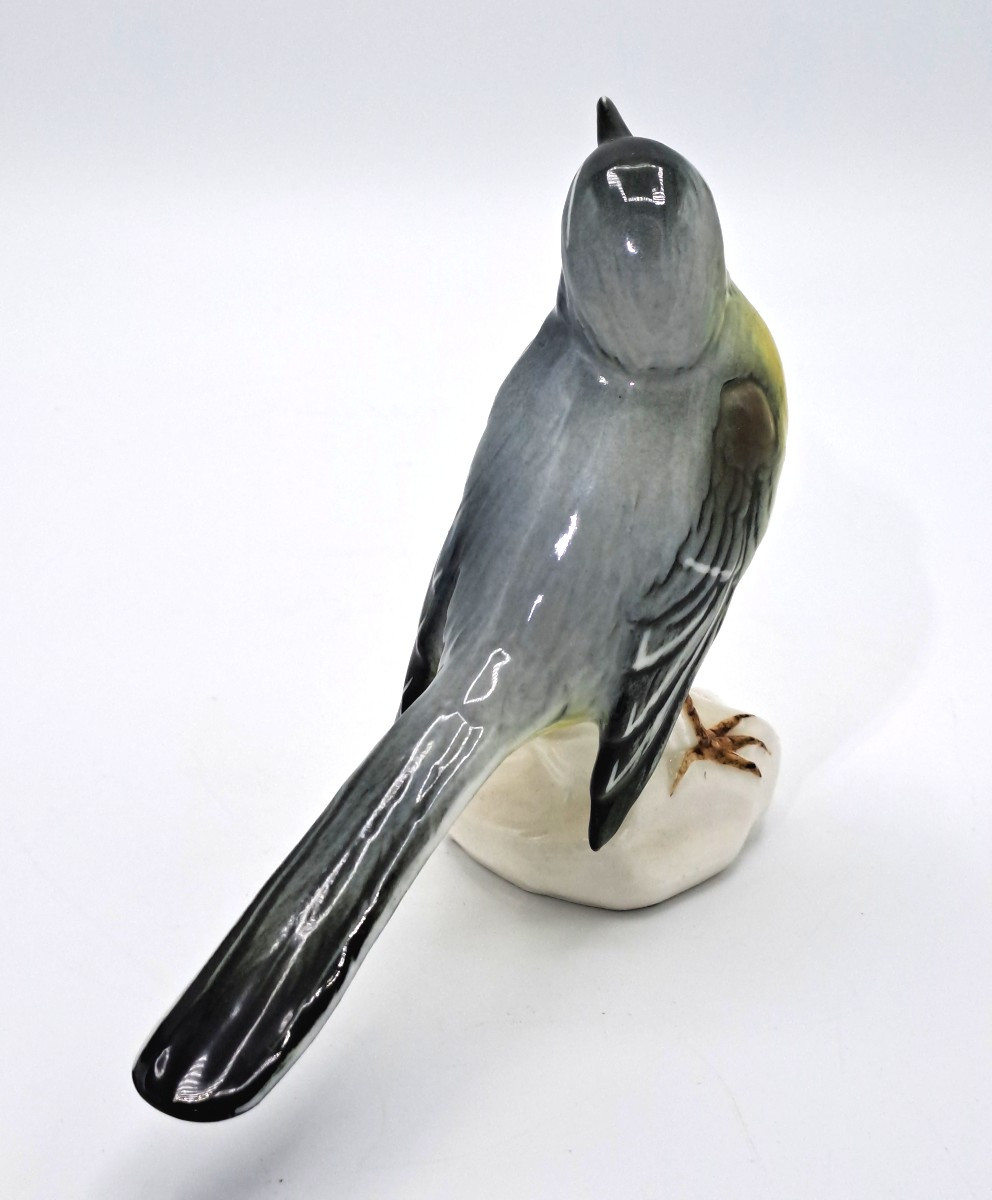 Saxon Porcelain Bird From The Karl Ens Manufactory: Brook Wagtail-photo-2