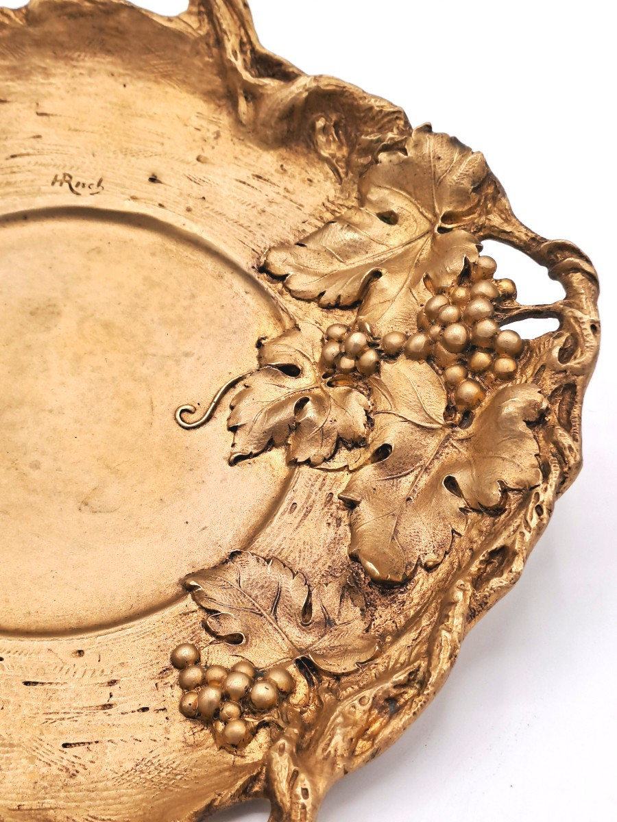Henri Rischmann, Art Nouveau Gilt Bronze Cup With Vine Branches Decor, Jugendstil-photo-3