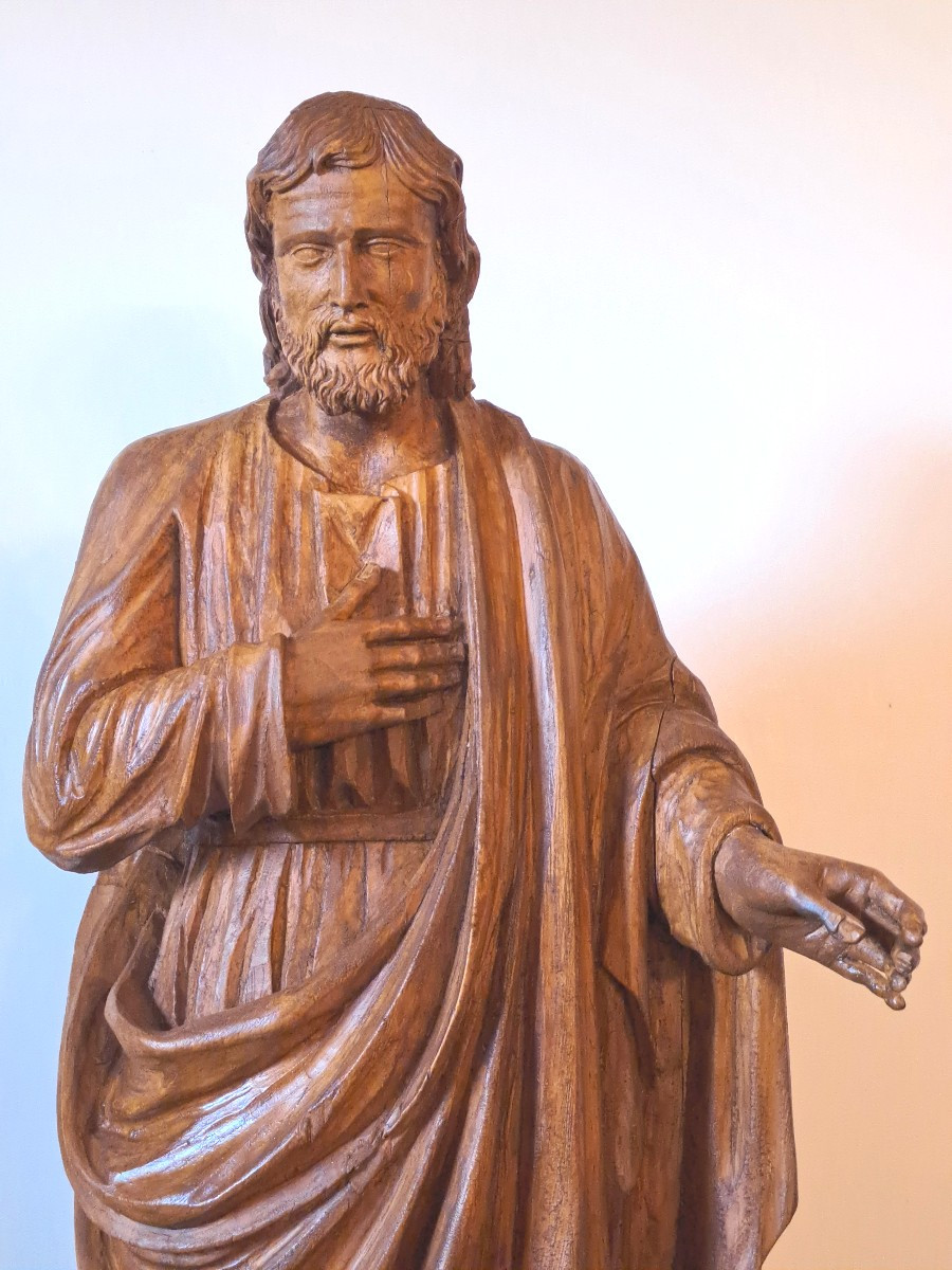Saint Joseph en Bois Sculpté, XVIIIème siècle. -photo-2