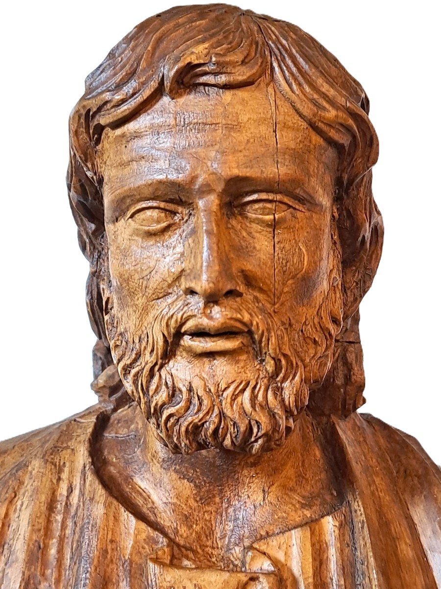 Saint Joseph In Carved Wood, 18th Century. -photo-3