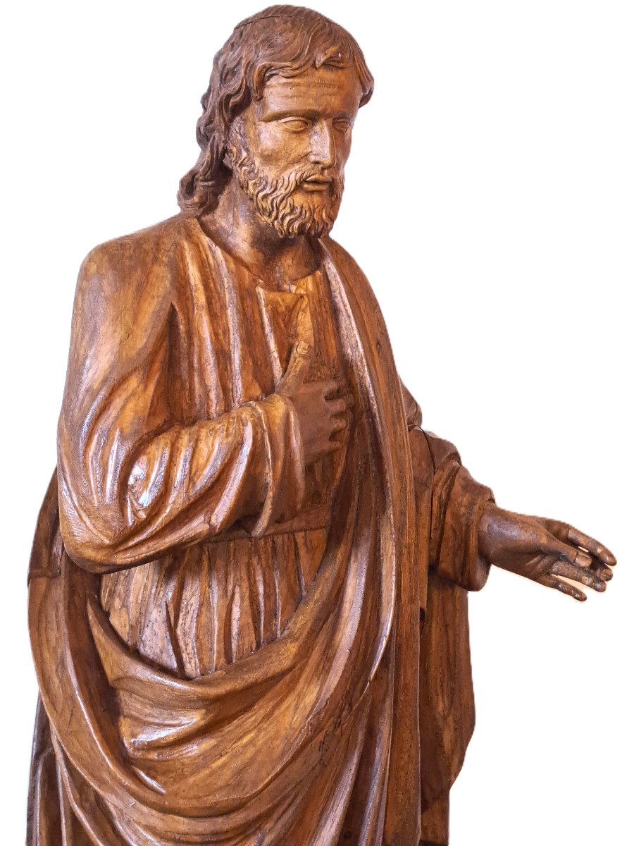 Saint Joseph In Carved Wood, 18th Century. -photo-1