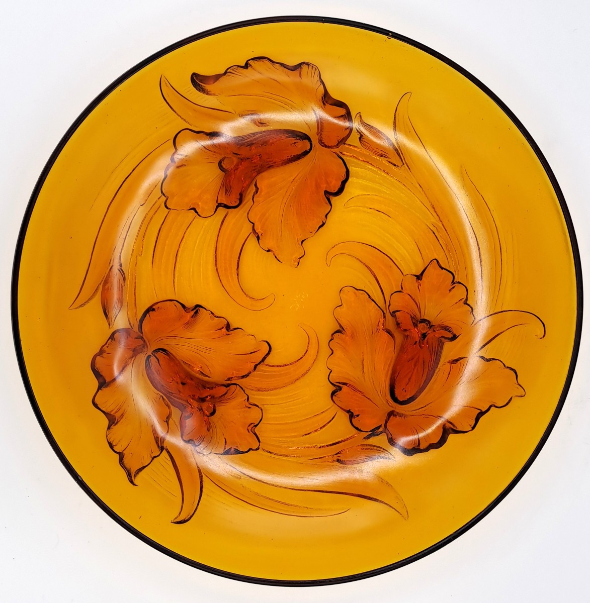 Large Verlys France Cup In Pressed Glass Iris Design, Art Deco, First Half Of The 20th Century-photo-2
