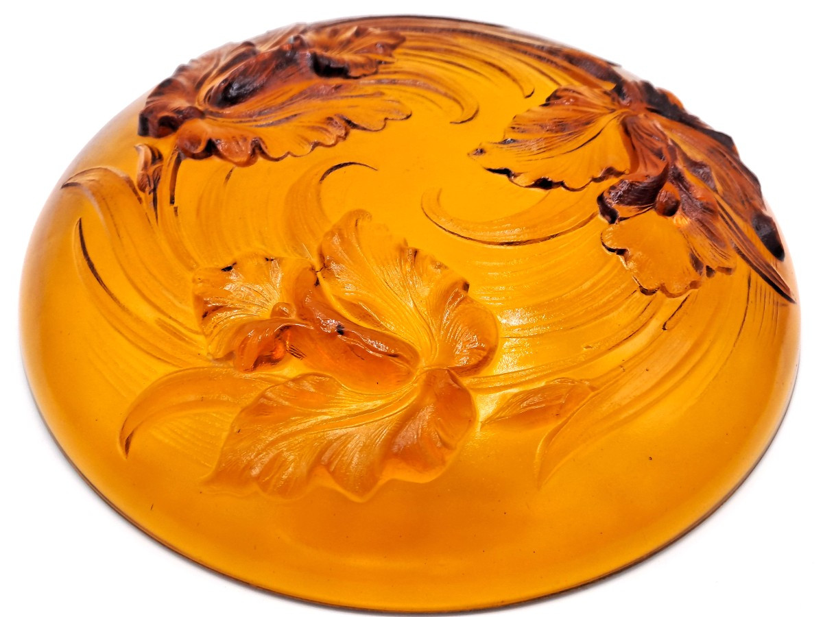Large Verlys France Cup In Pressed Glass Iris Design, Art Deco, First Half Of The 20th Century-photo-8