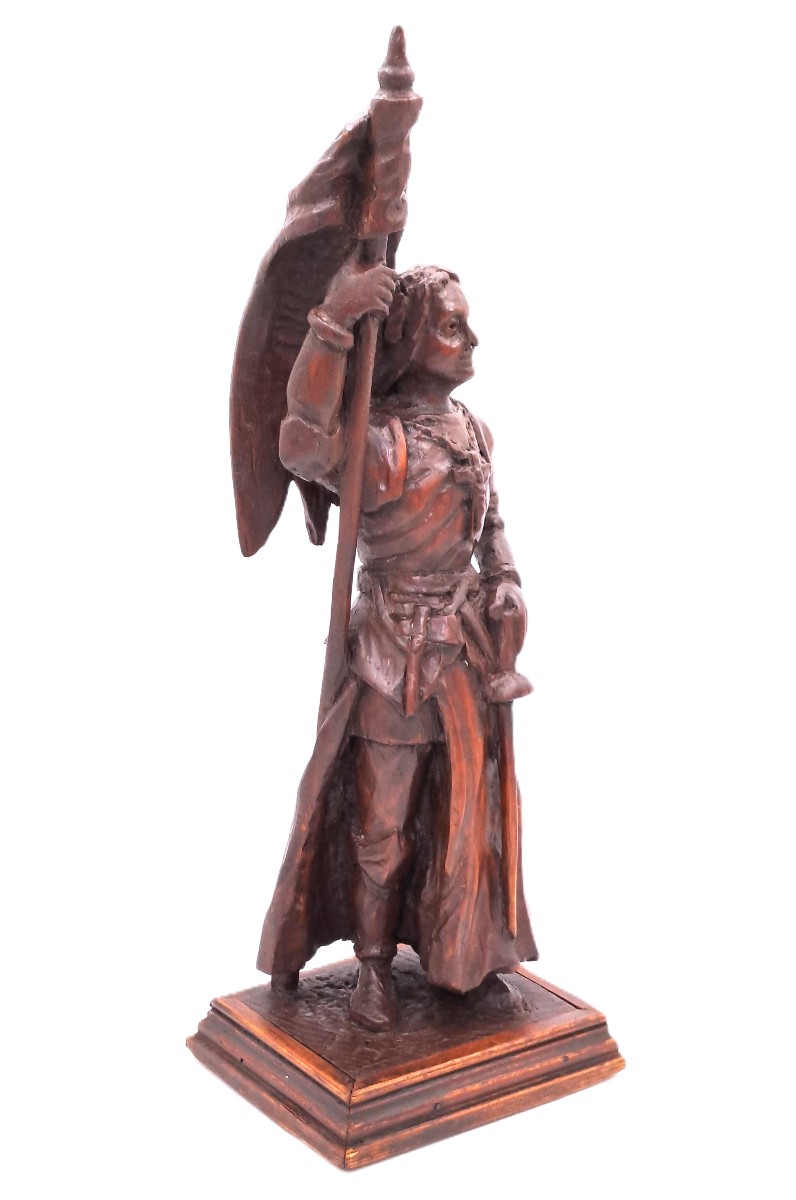 Wooden Sculpture Of Joan Of Arc, Late 19th Century Folk Art-photo-2