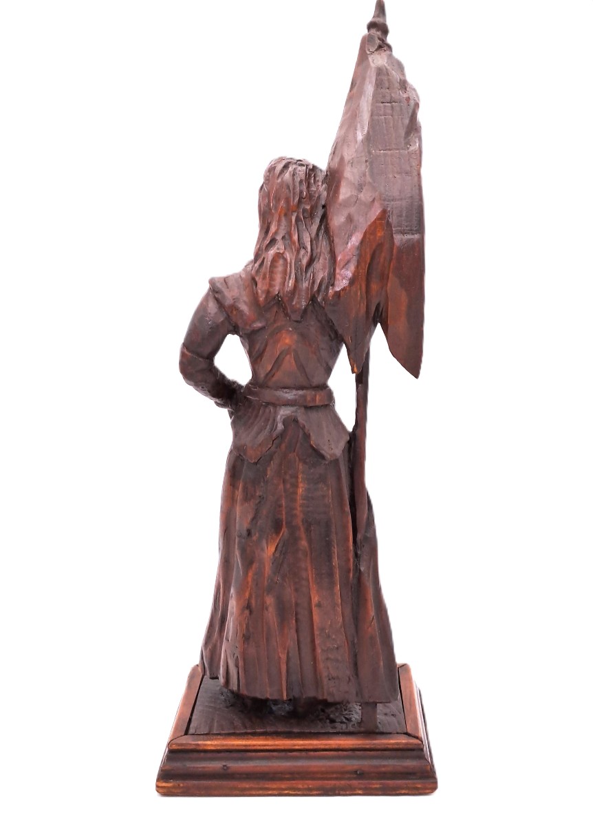 Wooden Sculpture Of Joan Of Arc, Late 19th Century Folk Art-photo-1