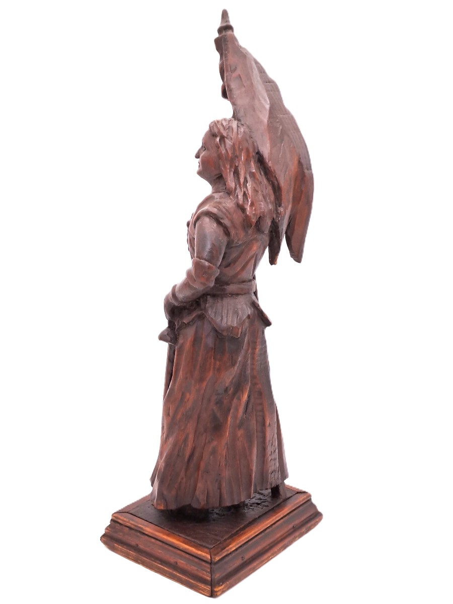 Wooden Sculpture Of Joan Of Arc, Late 19th Century Folk Art-photo-2