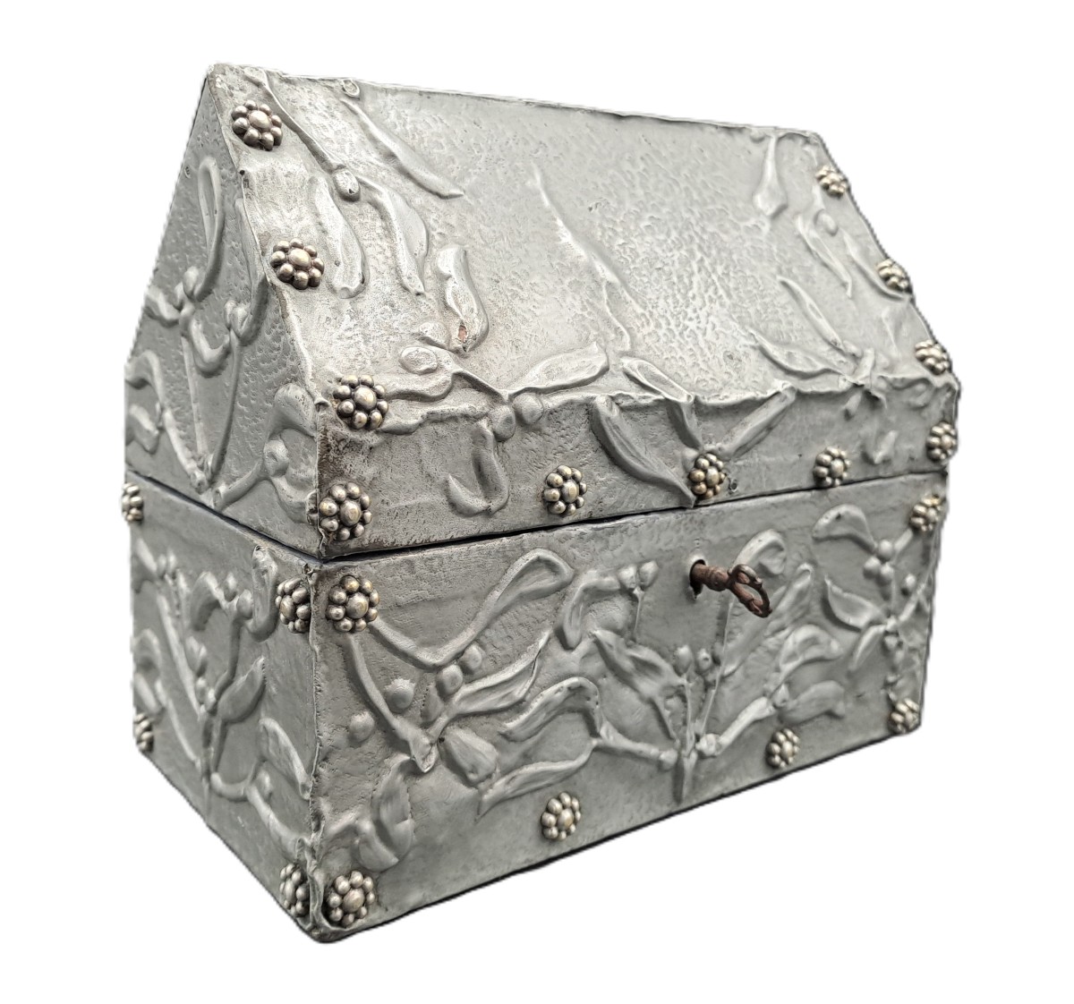 Repoussé Tin Jewelry Box, Dlg By Alfred Louis Daguet, Art Nouveau Period, Jugendstil-photo-4