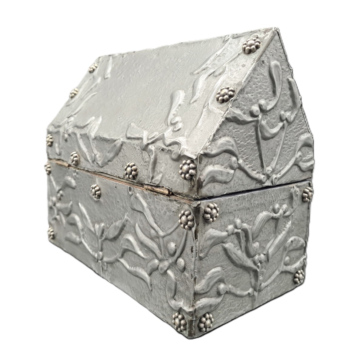 Repoussé Tin Jewelry Box, Dlg By Alfred Louis Daguet, Art Nouveau Period, Jugendstil-photo-2