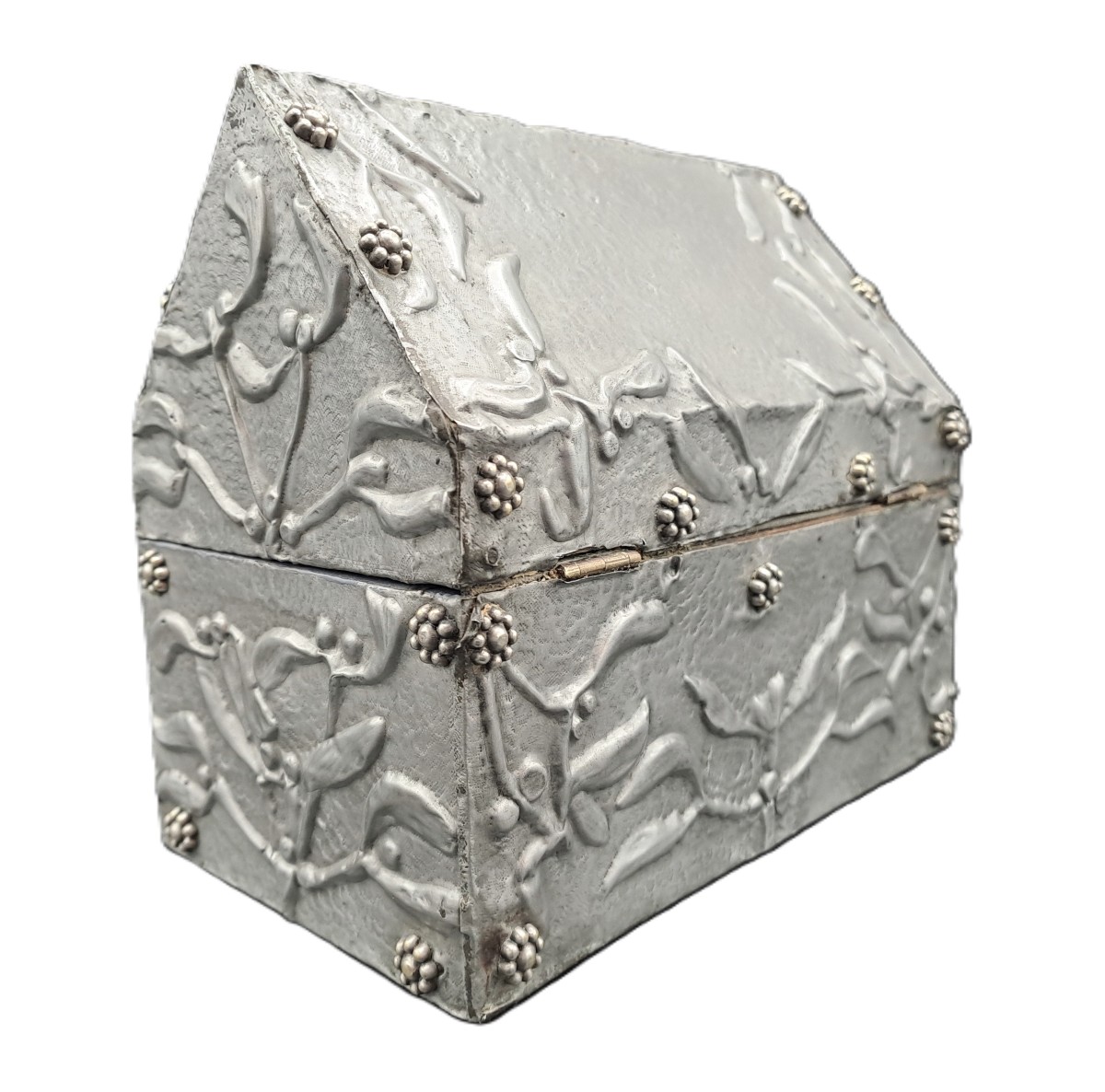 Repoussé Tin Jewelry Box, Dlg By Alfred Louis Daguet, Art Nouveau Period, Jugendstil-photo-4