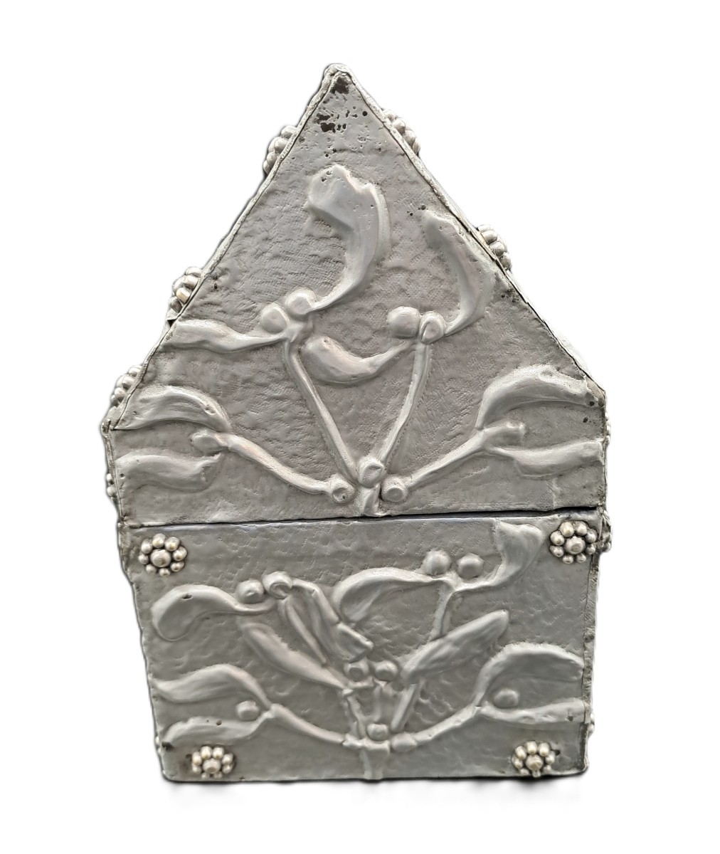 Repoussé Tin Jewelry Box, Dlg By Alfred Louis Daguet, Art Nouveau Period, Jugendstil-photo-5