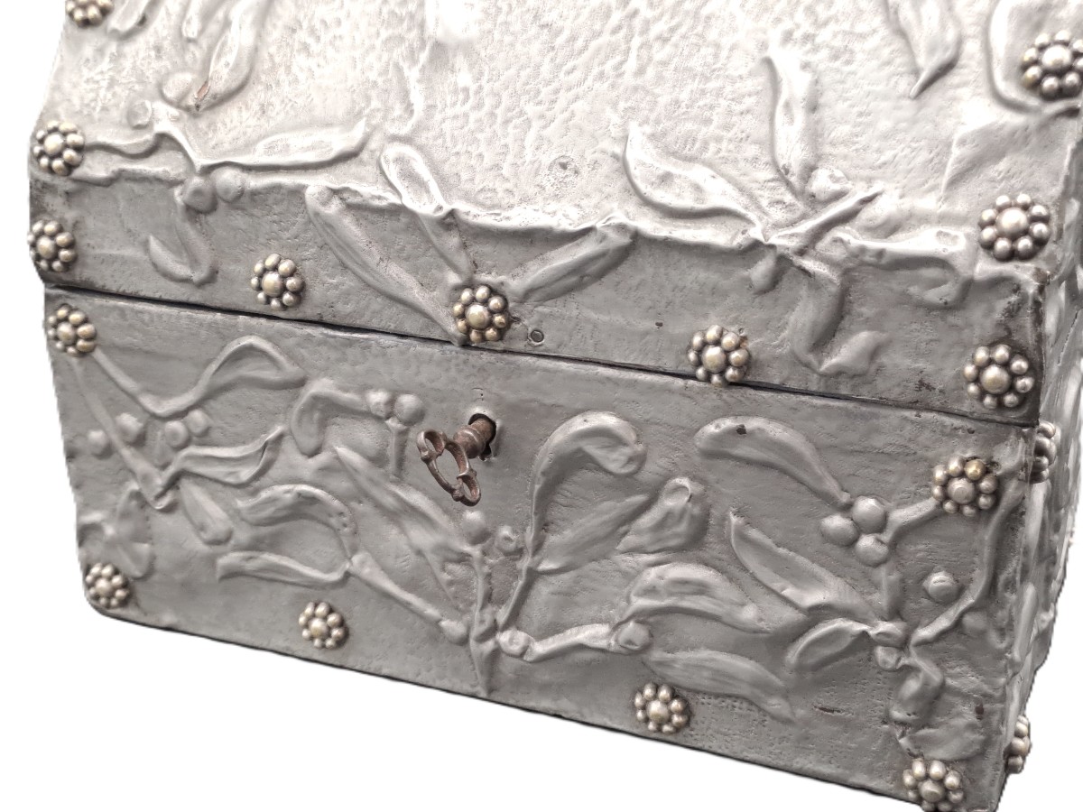 Repoussé Tin Jewelry Box, Dlg By Alfred Louis Daguet, Art Nouveau Period, Jugendstil-photo-7
