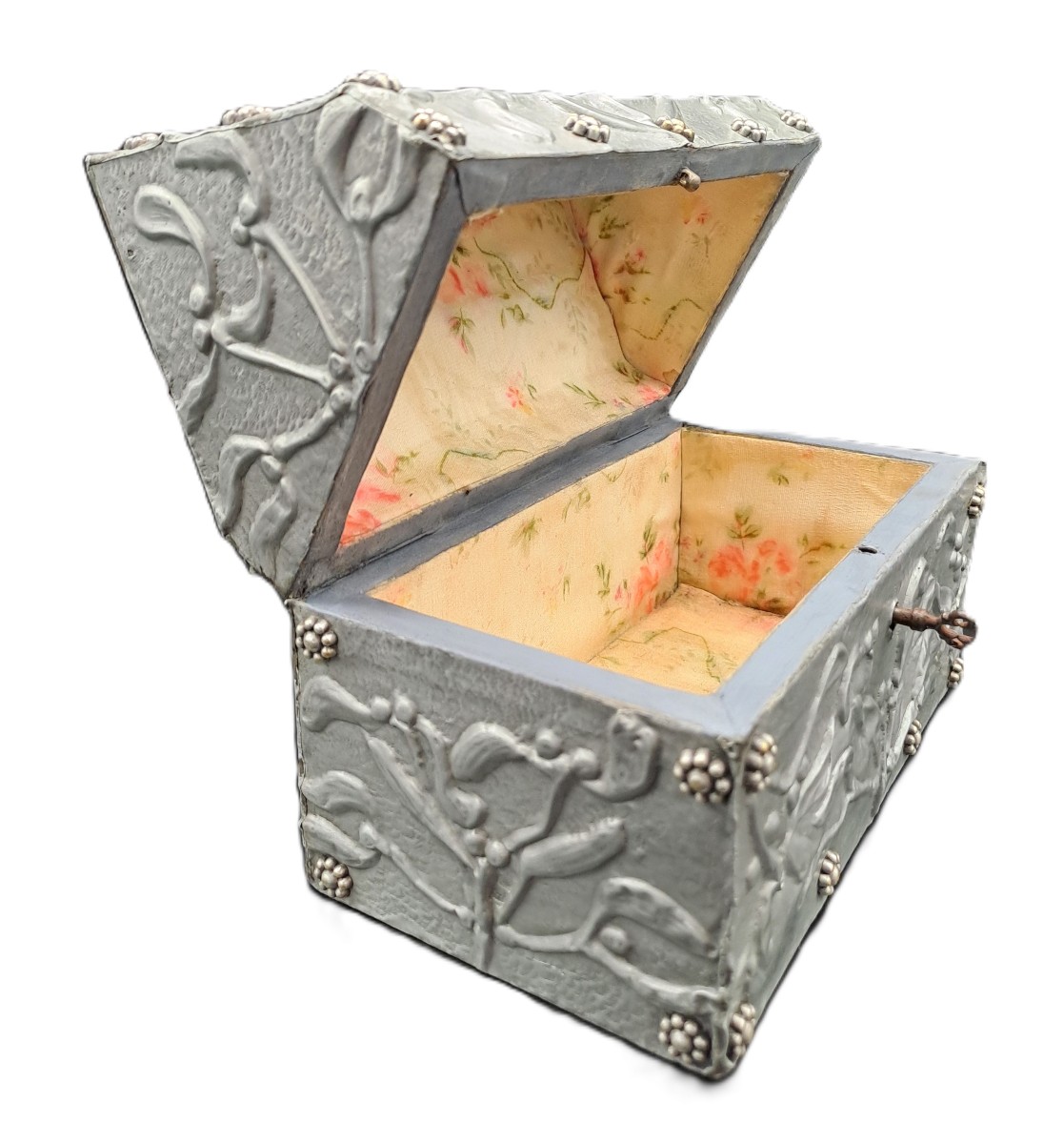 Repoussé Tin Jewelry Box, Dlg By Alfred Louis Daguet, Art Nouveau Period, Jugendstil-photo-8