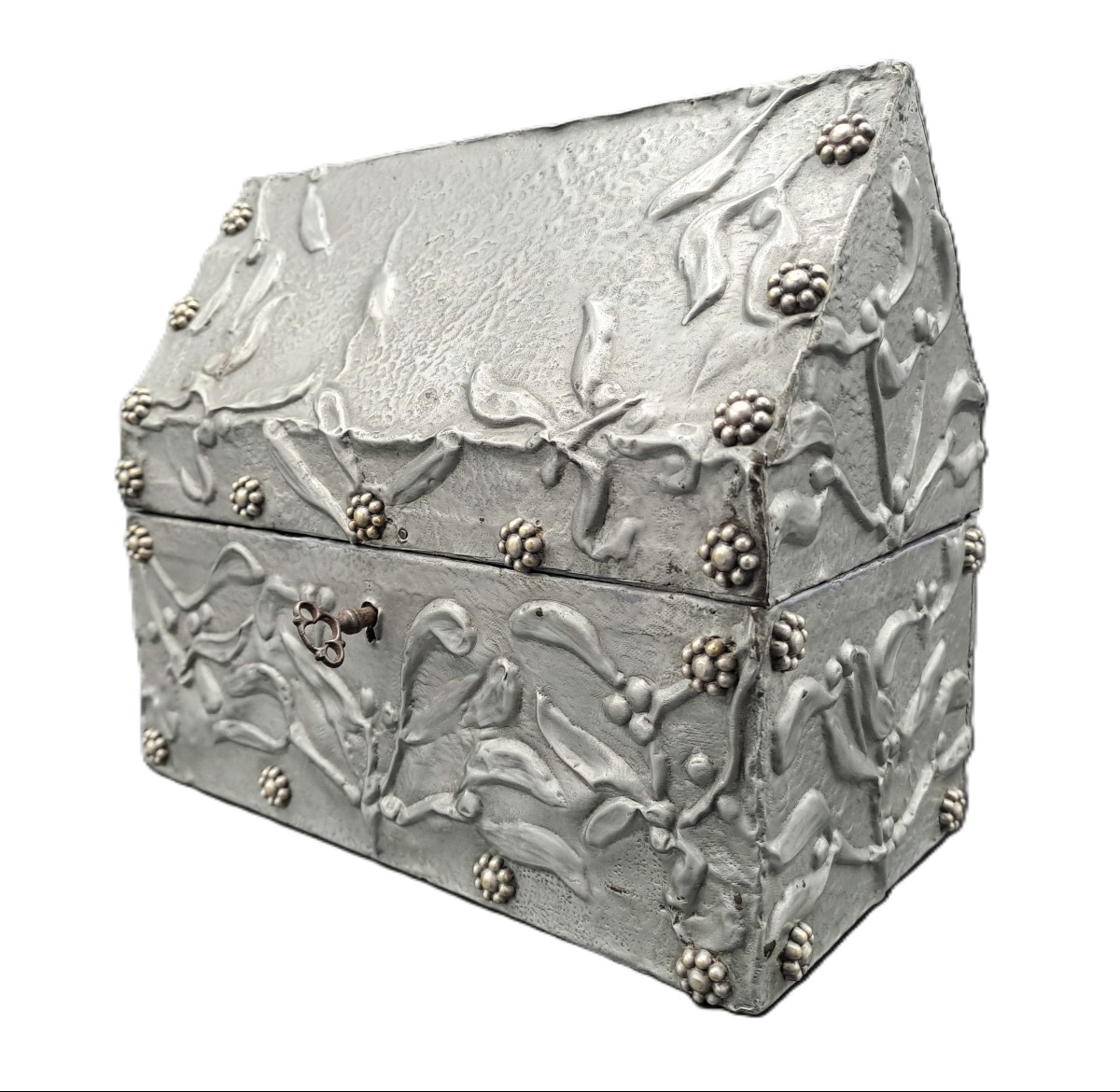 Repoussé Tin Jewelry Box, Dlg By Alfred Louis Daguet, Art Nouveau Period, Jugendstil