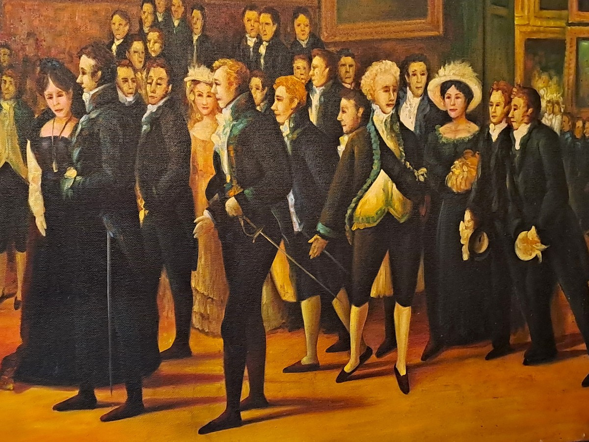 Ecole XXe, Huile sur toile d’après François-Joseph HEIM, Charles X distribuant des récompenses-photo-7