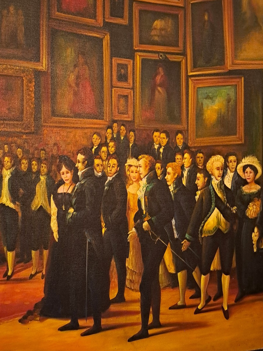 Ecole XXe, Huile sur toile d’après François-Joseph HEIM, Charles X distribuant des récompenses-photo-8