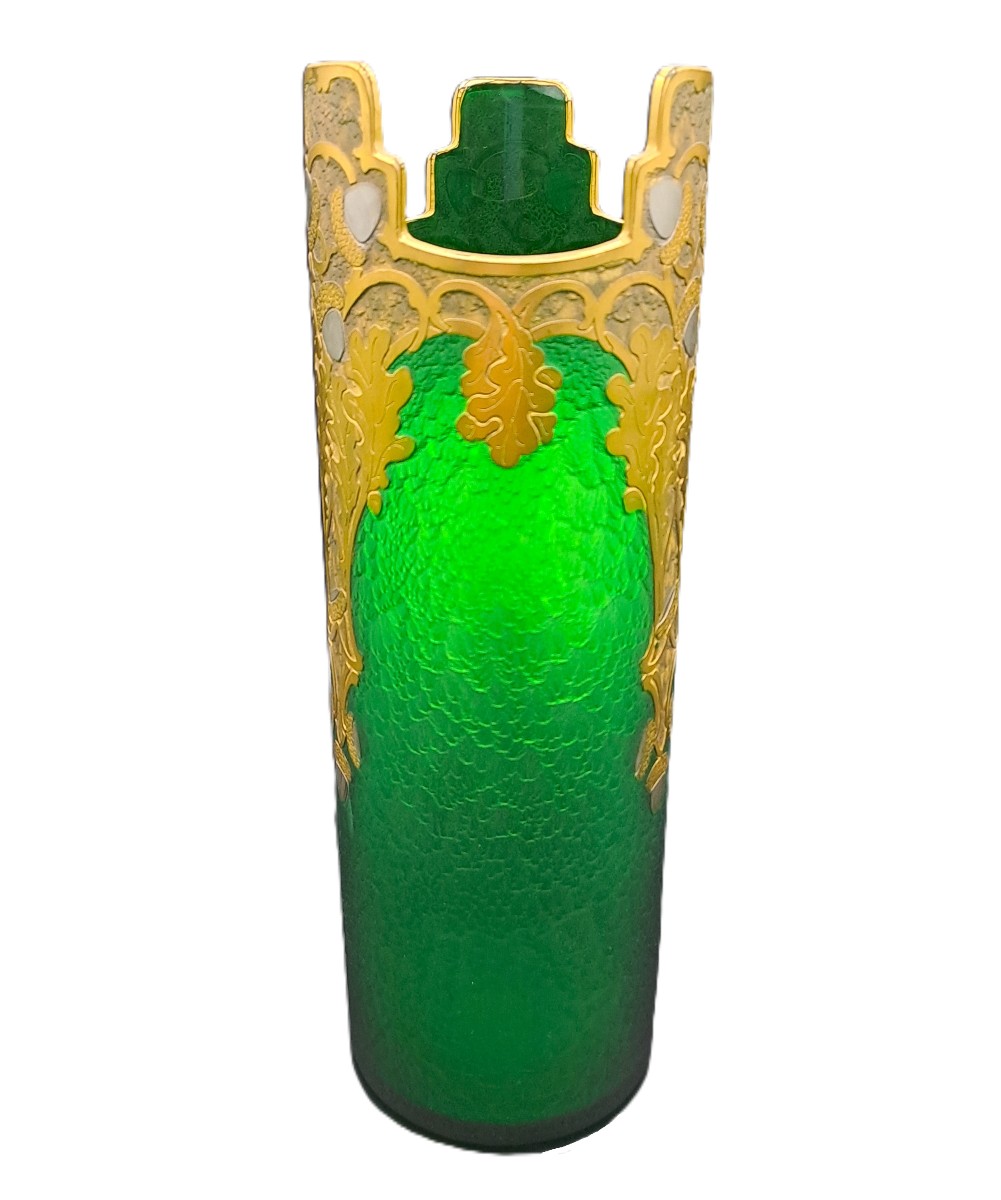 Vase signé Montjoye Legras & Cie, Série Vert Impérial, Art Nouveau Jugendstil, Fin XIXème-photo-2
