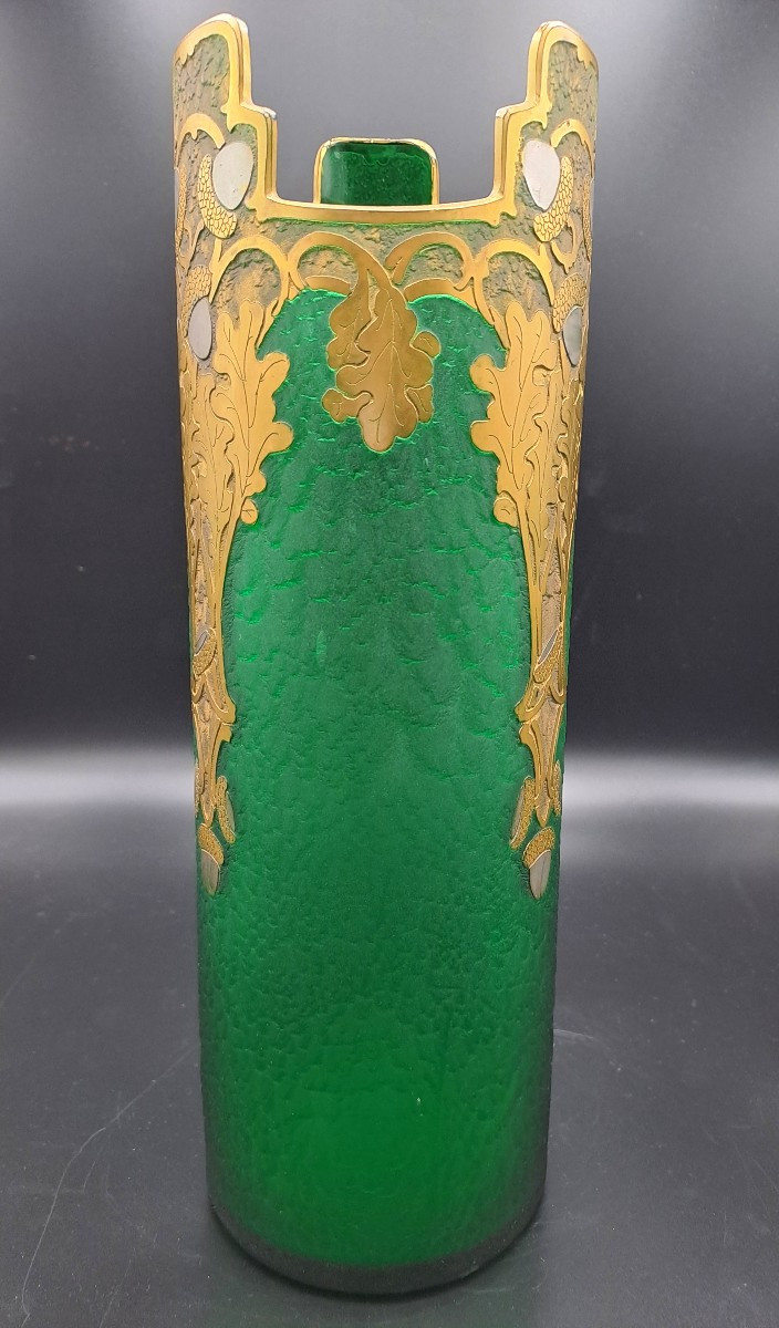 Vase Signed Montjoye Legras & Cie, Imperial Green Series, Art Nouveau Jugendstil, Late 19th Century-photo-1