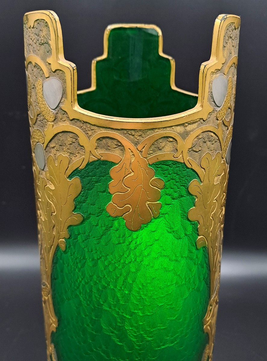 Vase Signed Montjoye Legras & Cie, Imperial Green Series, Art Nouveau Jugendstil, Late 19th Century-photo-7