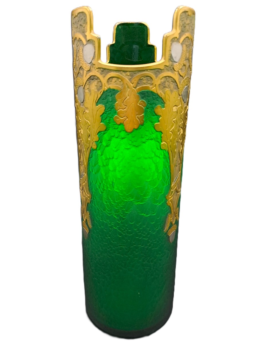Vase signé Montjoye Legras & Cie, Série Vert Impérial, Art Nouveau Jugendstil, Fin XIXème-photo-2