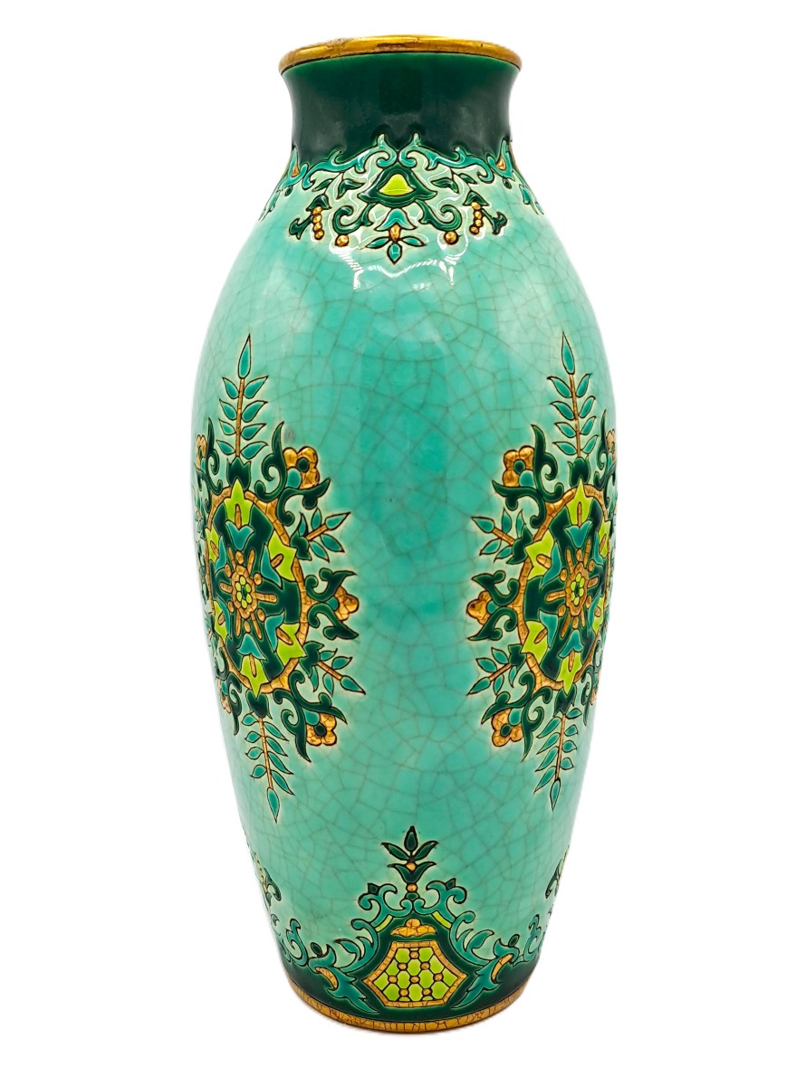 Grand vase en émaux de Longwy, décor Chevreuse de Maurice-Paul CHEVALLIER, Milieu XXème siècle-photo-2