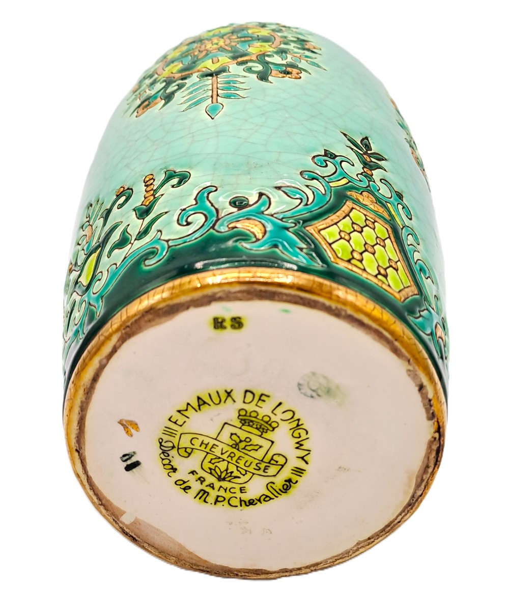 Grand vase en émaux de Longwy, décor Chevreuse de Maurice-Paul CHEVALLIER, Milieu XXème siècle-photo-4
