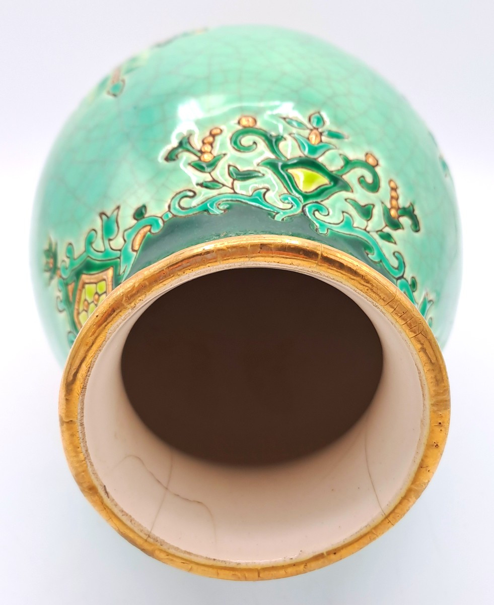 Grand vase en émaux de Longwy, décor Chevreuse de Maurice-Paul CHEVALLIER, Milieu XXème siècle-photo-3