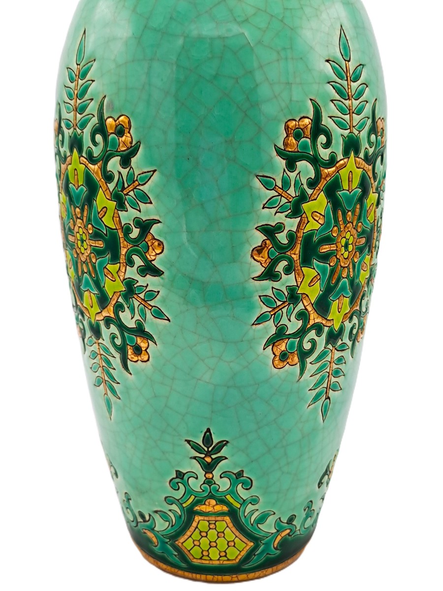 Grand vase en émaux de Longwy, décor Chevreuse de Maurice-Paul CHEVALLIER, Milieu XXème siècle-photo-7