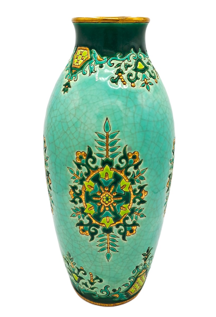 Grand vase en émaux de Longwy, décor Chevreuse de Maurice-Paul CHEVALLIER, Milieu XXème siècle