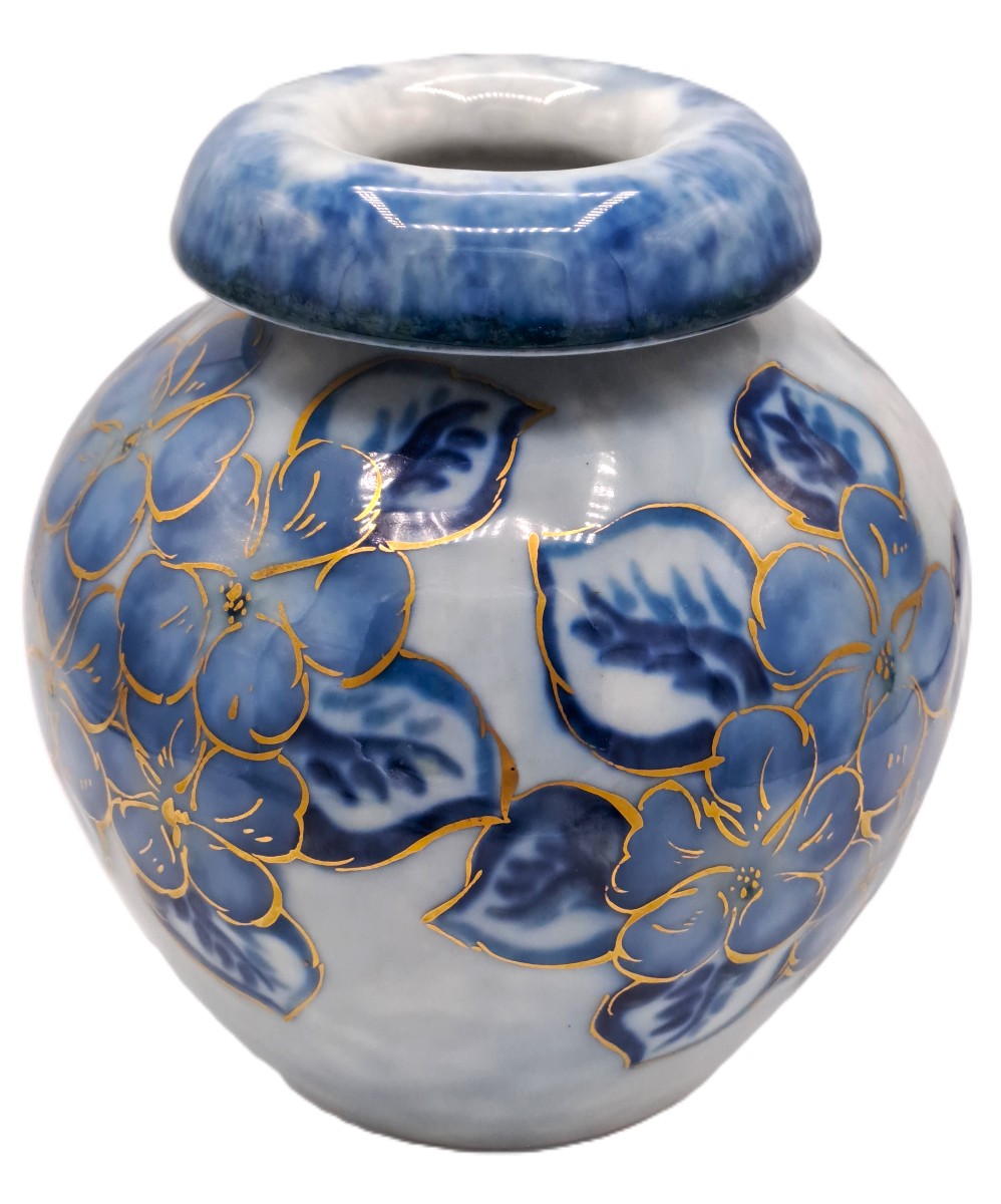 Vase Camille Tharaud, Porcelaine de Limoges émaillée, Modèle Amarante aux fleurs de pommier-photo-2