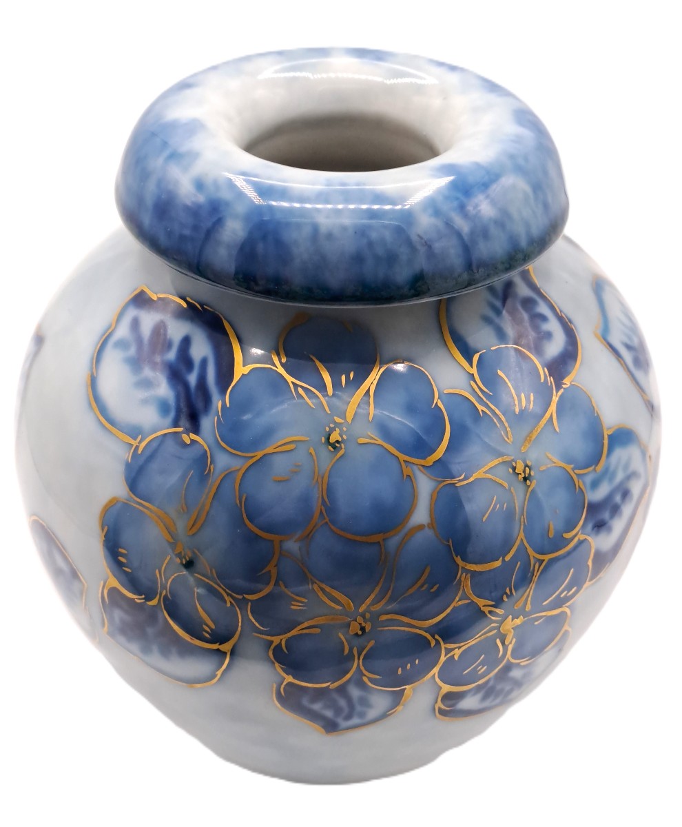 Vase Camille Tharaud, Porcelaine de Limoges émaillée, Modèle Amarante aux fleurs de pommier-photo-7