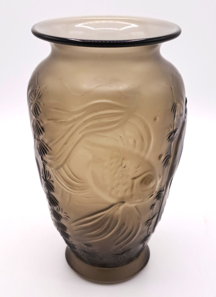 Vase Art Nouveau de Josef INWALD, série Carpe Koï en verre pressé et moulé, début XXème siècle-photo-4