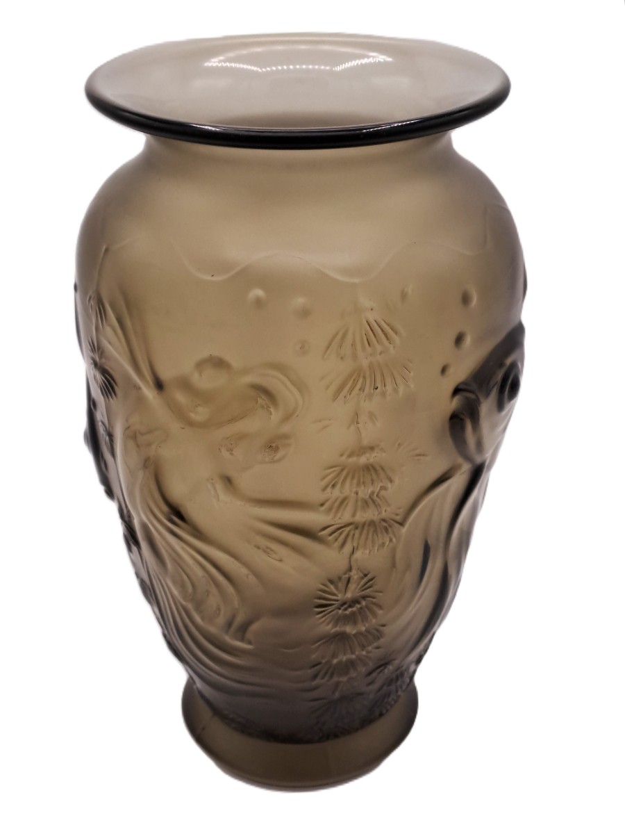 Vase Art Nouveau de Josef INWALD, série Carpe Koï en verre pressé et moulé, début XXème siècle-photo-3