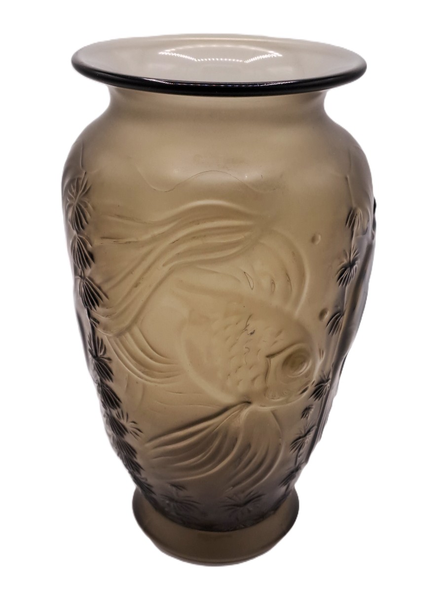 Vase Art Nouveau de Josef INWALD, série Carpe Koï en verre pressé et moulé, début XXème siècle-photo-4