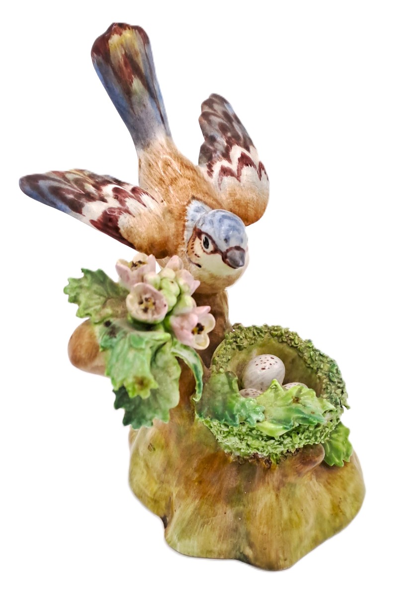 Pinson des arbres, Oiseau en porcelaine anglaise Crown Staffordshire, Au Vase Étrusque Paris-photo-4