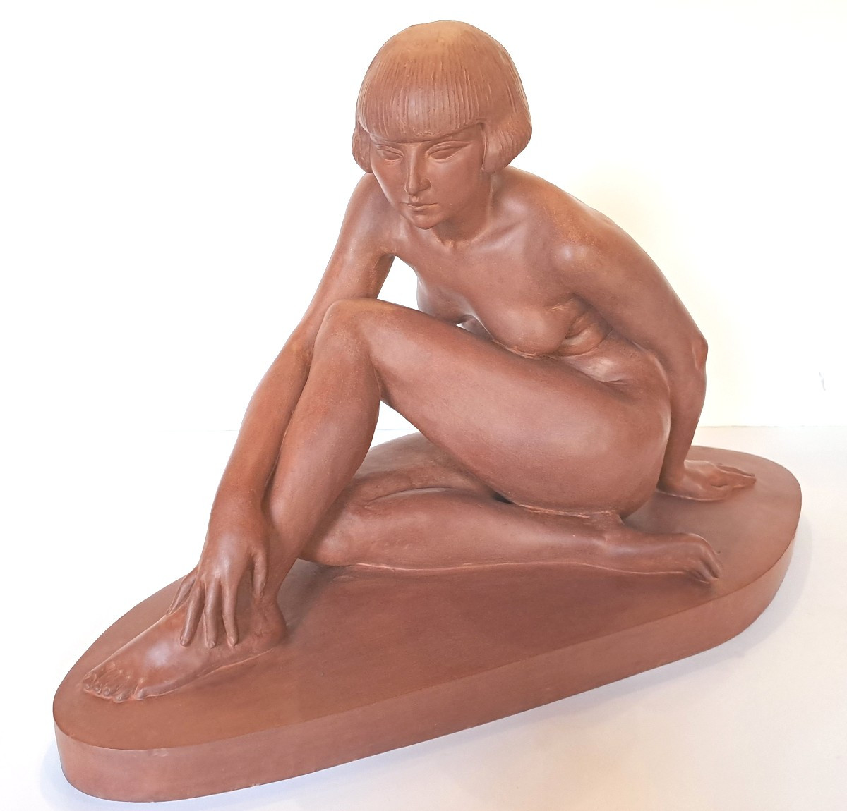 Clarisse Lévy-kinsbourg, Terracotta Sculpture Of A Female Academic Nude, Art Deco Period-photo-3