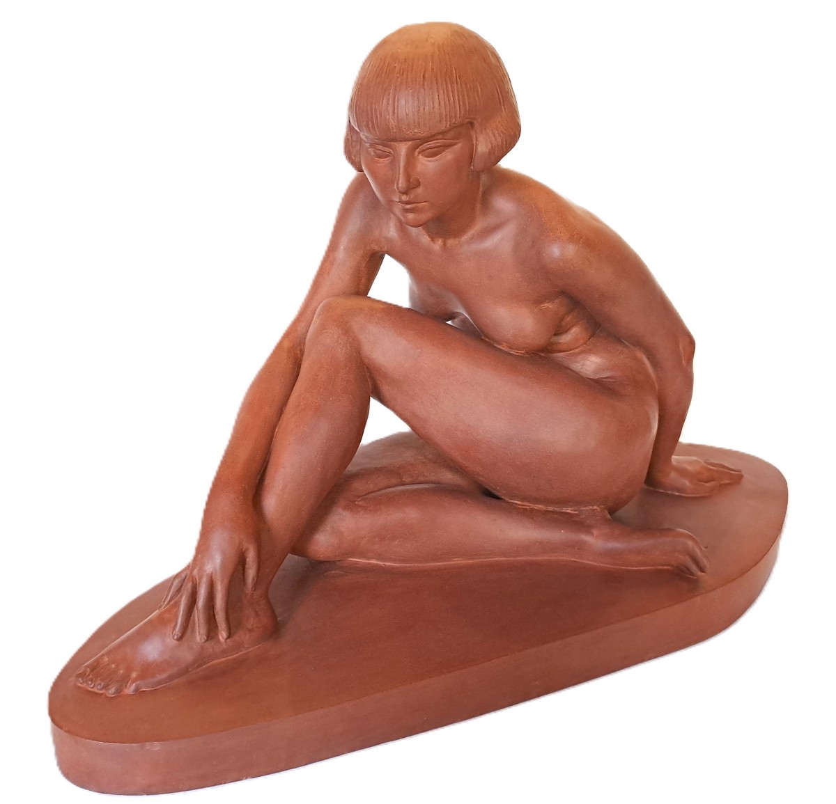 Clarisse LÉVY-KINSBOURG, Sculpture de Nu académique féminin en terre cuite, Époque Art Déco-photo-3