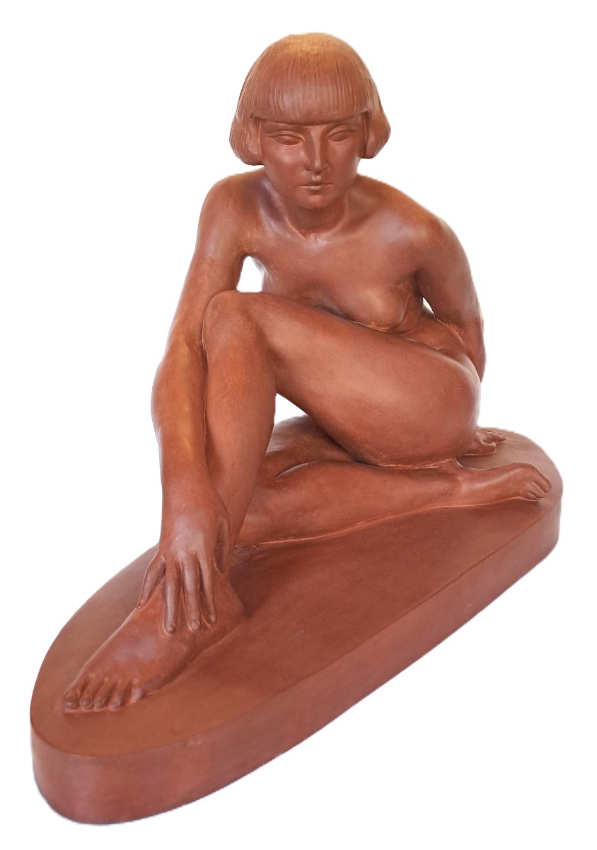 Clarisse LÉVY-KINSBOURG, Sculpture de Nu académique féminin en terre cuite, Époque Art Déco-photo-4