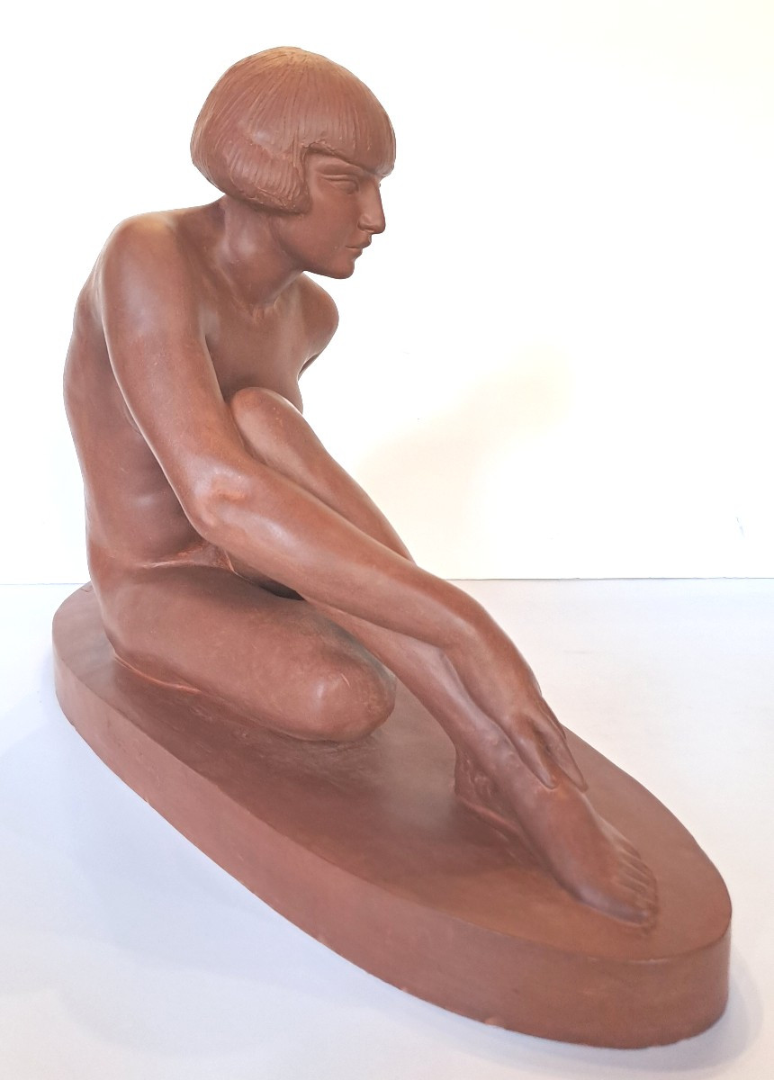 Clarisse Lévy-kinsbourg, Terracotta Sculpture Of A Female Academic Nude, Art Deco Period-photo-2