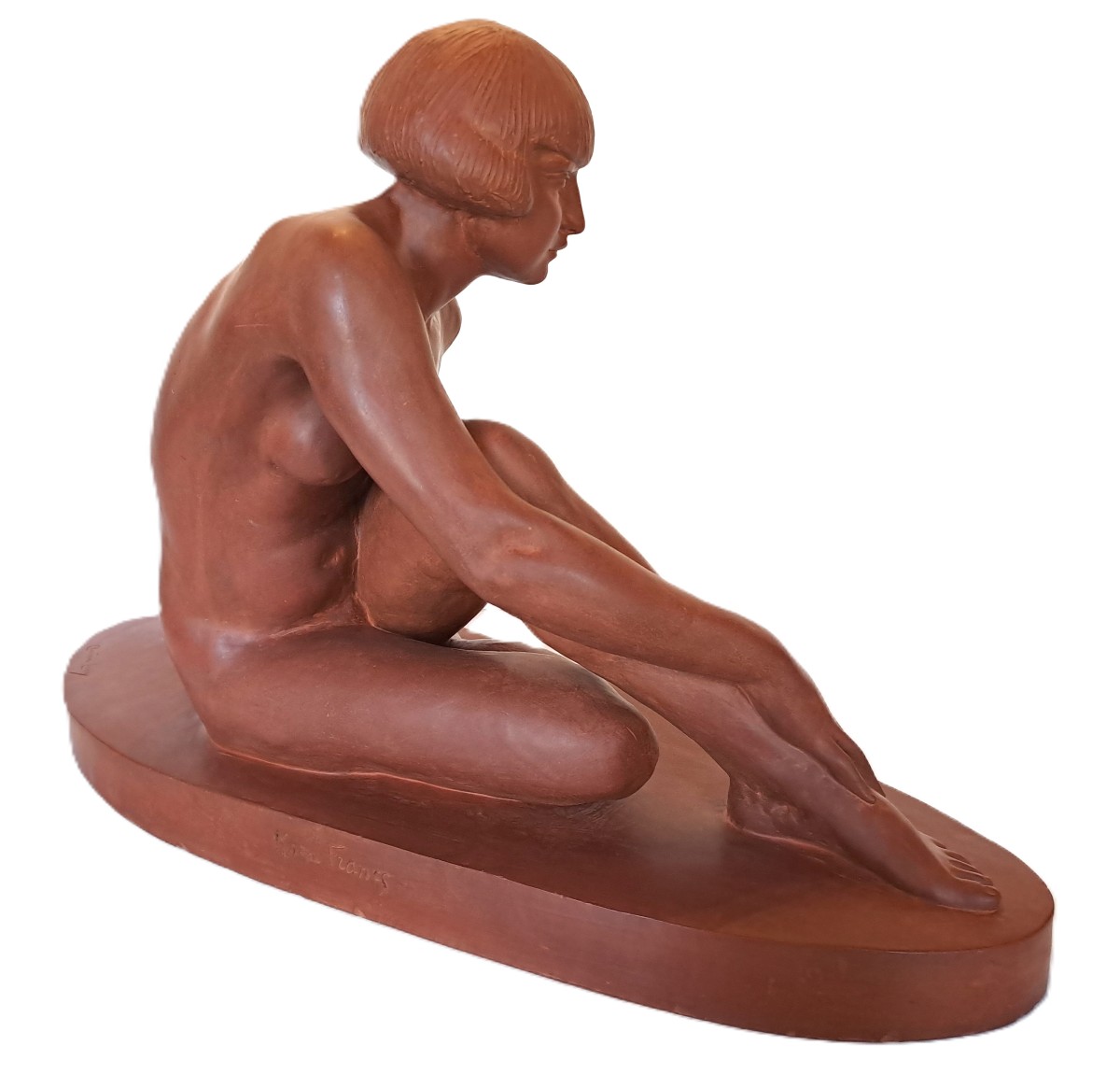 Clarisse LÉVY-KINSBOURG, Sculpture de Nu académique féminin en terre cuite, Époque Art Déco-photo-3