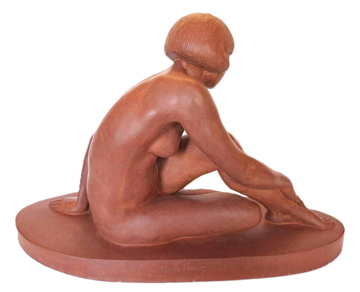 Clarisse LÉVY-KINSBOURG, Sculpture de Nu académique féminin en terre cuite, Époque Art Déco-photo-4